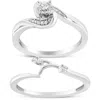Haus Of Brilliance .925 Sterling Silver 1/10 Cttw Diamond Swirl And Bypass Bridal Set Ring And Band In White