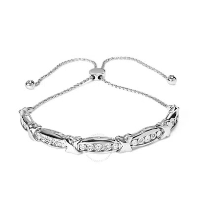 Haus Of Brilliance .925 Sterling Silver 1/10 Cttw Diamond X Link Bolo Bracelet (i-j In Gray