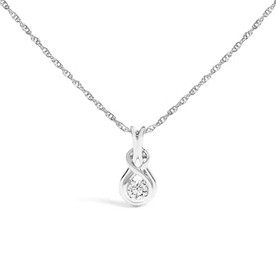 Haus Of Brilliance .925 Sterling Silver 1/10 Cttw Lab Grown Diamond Love Knot Solitaire Pendant Necklace In White