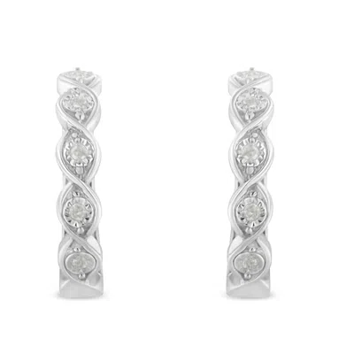 Haus Of Brilliance .925 Sterling Silver 1/10 Cttw Miracle-set Diamond Infinity Swirl Hoop Earrings In White