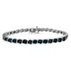 Haus Of Brilliance .925 Sterling Silver 1/10 Cttw Miracle-set Treated Blue Color Diamond Miracle Plate "s" Link Tennis In White