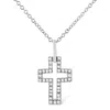 Haus Of Brilliance .925 Sterling Silver 1/10 Cttw Pave-set Round-cut Diamond Open Cross 18" Pendant Necklace In White