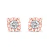 Haus Of Brilliance .925 Sterling Silver 1/10 Cttw Round Brilliant-cut Diamond Miracle-set Stud Earrings In Multi