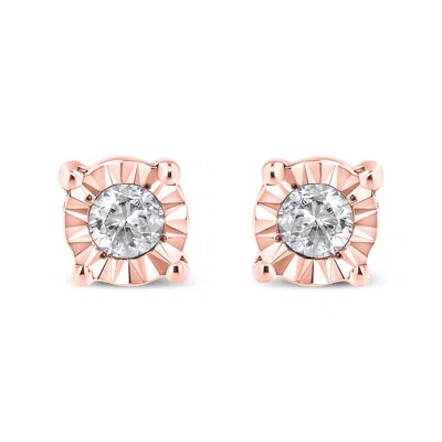 Haus Of Brilliance .925 Sterling Silver 1/10 Cttw Round Brilliant-cut Diamond Miracle-set Stud Earrings In Multi