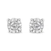 Haus Of Brilliance .925 Sterling Silver 1/10 Cttw Round Brilliant-cut Diamond Miracle-set Stud Earrings In White