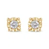 Haus Of Brilliance .925 Sterling Silver 1/10 Cttw Round Brilliant-cut Diamond Miracle-set Stud Earrings In Yellow