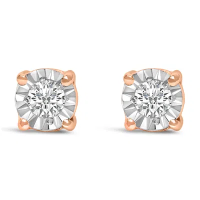 Haus Of Brilliance .925 Sterling Silver 1/10 Cttw Round Brilliant-cut Lab Grown Diamond Miracle-set Stud Earrings In Multi