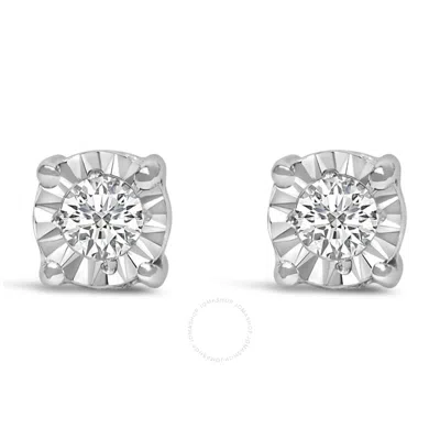 Haus Of Brilliance .925 Sterling Silver 1/10 Cttw Round Brilliant-cut Lab Grown Diamond Miracle-set In White