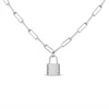 Haus Of Brilliance .925 Sterling Silver 1/10 Cttw Round Diamond Lock Pendant Paperclip Chin Necklace In Multi