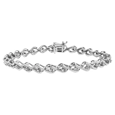 Pre-owned Haus Of Brilliance .925 Sterling Silver 1/10 Cttw Round-cut Diamond Links Of Flame Bracelet In Red