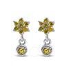 Haus Of Brilliance .925 Sterling Silver 1/10 Cttw Yellow Diamond Star Stud With Bezel Drop Dangle Earrings In Yellow