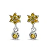 Haus Of Brilliance .925 Sterling Silver 1/10 Cttw Yellow Diamond Star Stud With Bezel Drop Dangle Earrings In Yellow