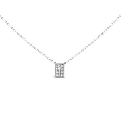Haus Of Brilliance .925 Sterling Silver 1/10 Ctw Diamond Inlaid Cross Dog Tag Pendant Necklace In Multi