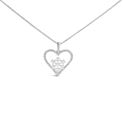 Haus Of Brilliance 925 Sterling Silver 1/10ct Tdw Diamond Heart Pendant Necklace 18" In Metallic