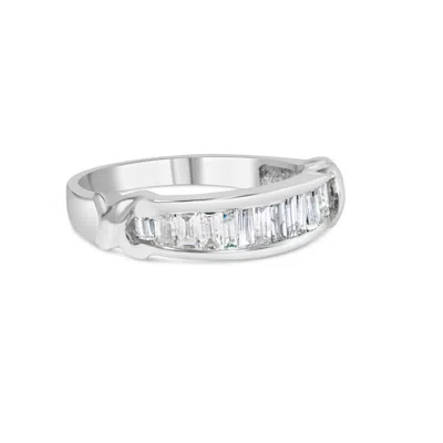 Haus Of Brilliance .925 Sterling Silver 1/2 Cttw Baguette Cut Diamond Channel Set X-station Wedding Ring In White