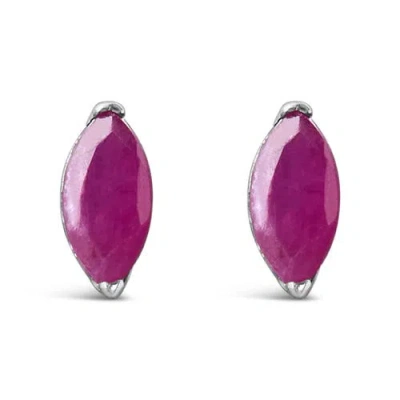 Haus Of Brilliance .925 Sterling Silver 1/2 Cttw Created Pink Ruby Gemstone Solitaire Stud Earrings In White