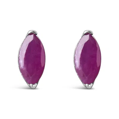 Haus Of Brilliance .925 Sterling Silver 1/2 Cttw Created Pink Ruby Gemstone Solitaire Stud Earrings In White