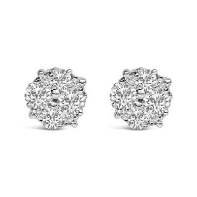 Haus Of Brilliance .925 Sterling Silver 1/2 Cttw Cttw Prong Set Lab Grown Round Diamond Cluster Stud Earring (f-g Color