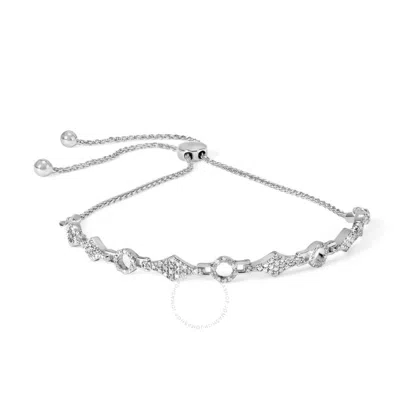 Haus Of Brilliance .925 Sterling Silver 1/2 Cttw Diamond Alternating Circle And Kite Link Adjustable In White