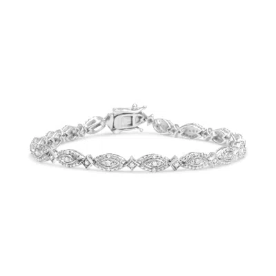 Haus Of Brilliance .925 Sterling Silver 1/2 Cttw Diamond Alternating Marquise And Starburst Shaped Link Bracelet In White