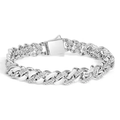 Haus Of Brilliance .925 Sterling Silver 1/2 Cttw Diamond Cuban Curb Chain Bracelet (i-j Color In Metallic