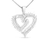 Haus Of Brilliance .925 Sterling Silver 1/2 Cttw Diamond Double Row Openwork Heart Pendant 18" Necklace In White
