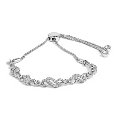 Haus Of Brilliance .925 Sterling Silver 1/2 Cttw Diamond Double Wave Bolo Bracelet In Multi
