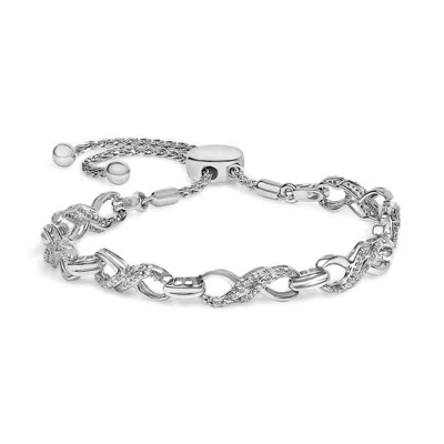 Haus Of Brilliance .925 Sterling Silver 1/2 Cttw Diamond Infinity Link Bolo Bracelet In White
