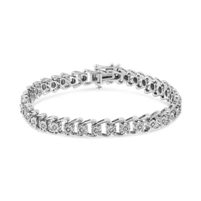 Haus Of Brilliance .925 Sterling Silver 1/2 Cttw Diamond Miracle-set Double Swoosh Wave Style 7" Tennis Bracelet In White