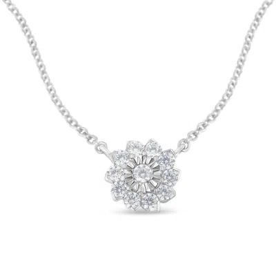 Haus Of Brilliance .925 Sterling Silver 1/2 Cttw Diamond Miracle Set Flower Cluster Pendant Necklace With Cable Chain In White