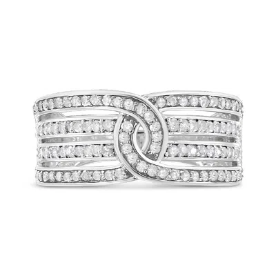 Haus Of Brilliance .925 Sterling Silver 1/2 Cttw Diamond Multi-row Bypass Band Ring In White