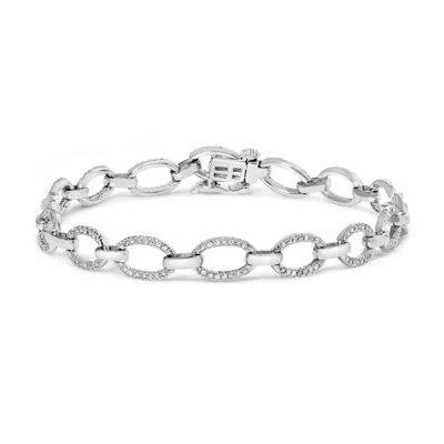 Haus Of Brilliance .925 Sterling Silver 1/2 Cttw Diamond Oval Link Bracelet In White