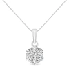 Haus Of Brilliance .925 Sterling Silver 1/2 Cttw Lab Grown Diamond 7 Stone Floral Cluster 18" Pendant Necklace In White