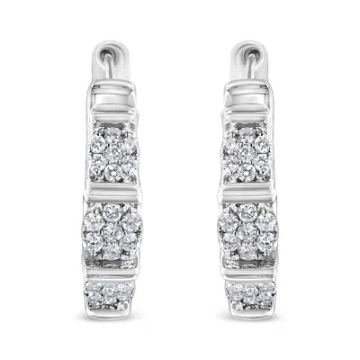 Haus Of Brilliance .925 Sterling Silver 1/2 Cttw Lab Grown Round Diamond Floral Cluster Hoop Earrings In White