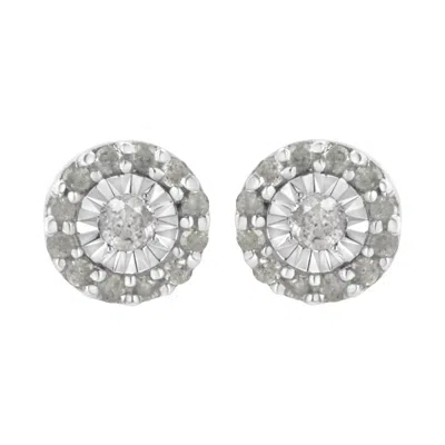 Haus Of Brilliance .925 Sterling Silver 1/2 Cttw Miracle-set Round Diamond Halo Stud Earrings In White