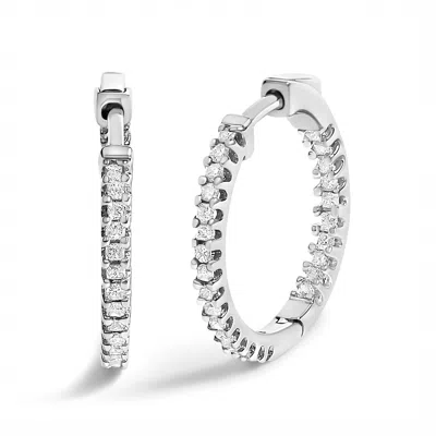 Haus Of Brilliance .925 Sterling Silver 1/2 Cttw Princess Diamond Inside Out Hoop Earrings In White