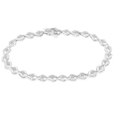 Haus Of Brilliance .925 Sterling Silver 1/2 Cttw Rose Cut Diamond Almond Shape Link Tennis Bracelet In White