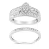 Haus Of Brilliance .925 Sterling Silver 1/2 Cttw Round And Baguette-cut Diamond Engagement Bridal Set In White
