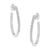 Haus Of Brilliance .925 Sterling Silver 1/2 Cttw Round And Baguette-cut Diamond Inside-outside Hoop Earrings In White