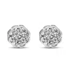 Haus Of Brilliance .925 Sterling Silver 1/2 Cttw Round Diamond Cluster Openwork Floral Halo Stud Earrings In Multi