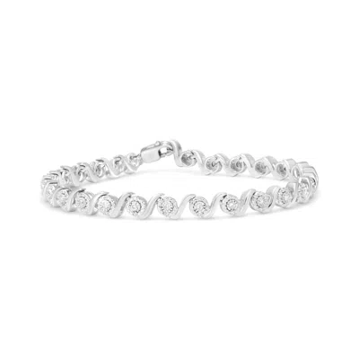 Haus Of Brilliance .925 Sterling Silver 1/2 Cttw Round Diamond Halo S-link Bracelet In White