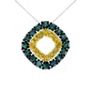Haus Of Brilliance .925 Sterling Silver 1/2 Cttw Treated Blue And Yellow Diamond Double Square 18" Pendant Necklace In Multi