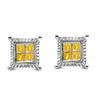 Haus Of Brilliance .925 Sterling Silver 1/2 Cttw Yellow Princess Diamond Quad Stud Earring In White