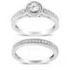 Haus Of Brilliance .925 Sterling Silver 1/2 Ctw Diamond Halo And Milgrain Engagement Ring Bridal Set In White