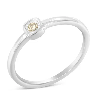 Haus Of Brilliance .925 Sterling Silver 1/20 Carat Diamond Square Cushion-shaped Miracle Set Petite Fashion Promise Rin In White