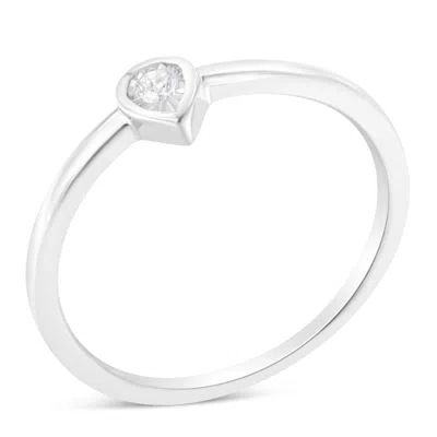 Haus Of Brilliance .925 Sterling Silver 1/20 Carat Diamond Teardrop Pear-shaped Miracle Set Petite Fashion Promise Ring In White