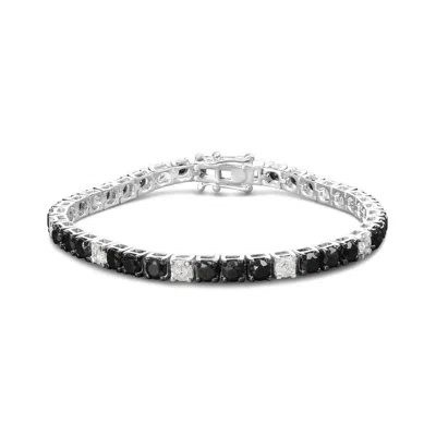 Haus Of Brilliance .925 Sterling Silver 12.0 Cttw Black And White Diamond Tennis Bracelet (i-j Color