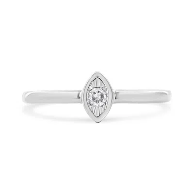 Haus Of Brilliance .925 Sterling Silver 1/20 Cttw Diamond Marquise Shaped Promise Ring In White