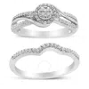HAUS OF BRILLIANCE HAUS OF BRILLIANCE .925 STERLING SILVER 1/3 CTTW COMPOSITE DIAMOND FRAME BYPASS BRIDAL SET RING AND 