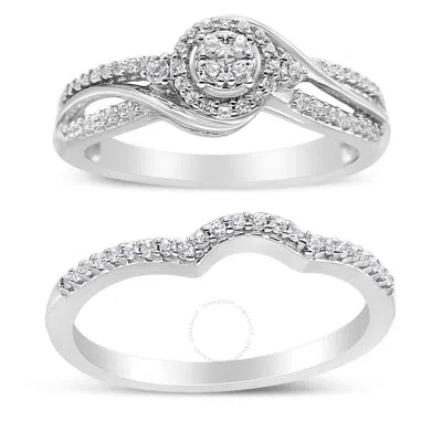 Haus Of Brilliance .925 Sterling Silver 1/3 Cttw Composite Diamond Frame Bypass Bridal Set Ring And In White